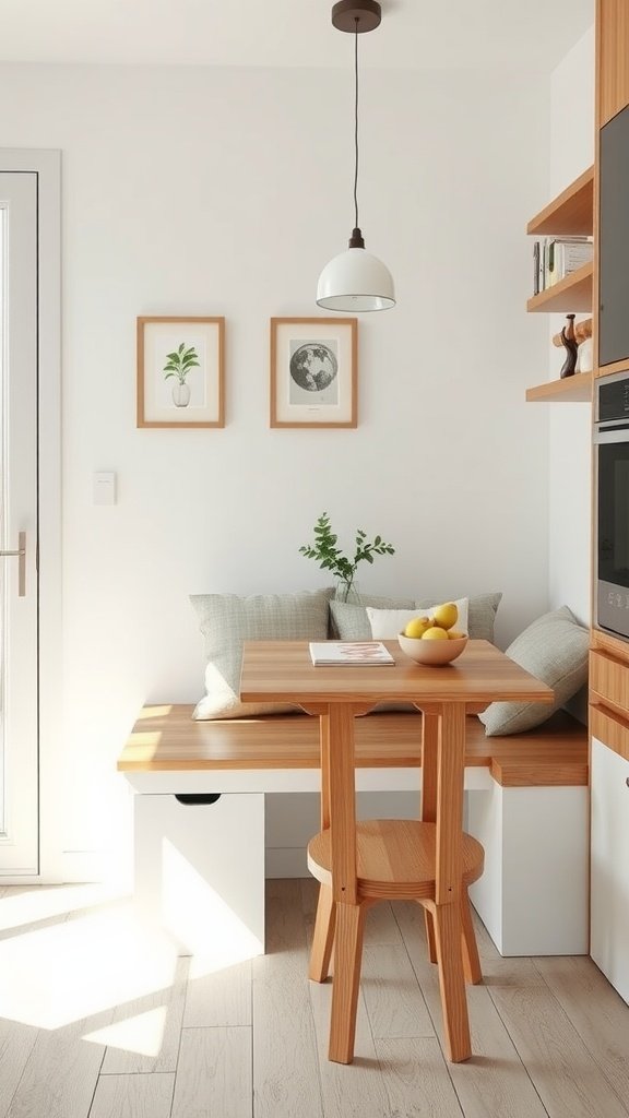 Cozy and stylish multi-functional furniture in a small cottage kitchen.
